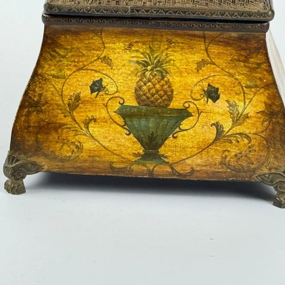 Hospitality Pineapple Curved Chest Decorative Box W/ Ornate Details